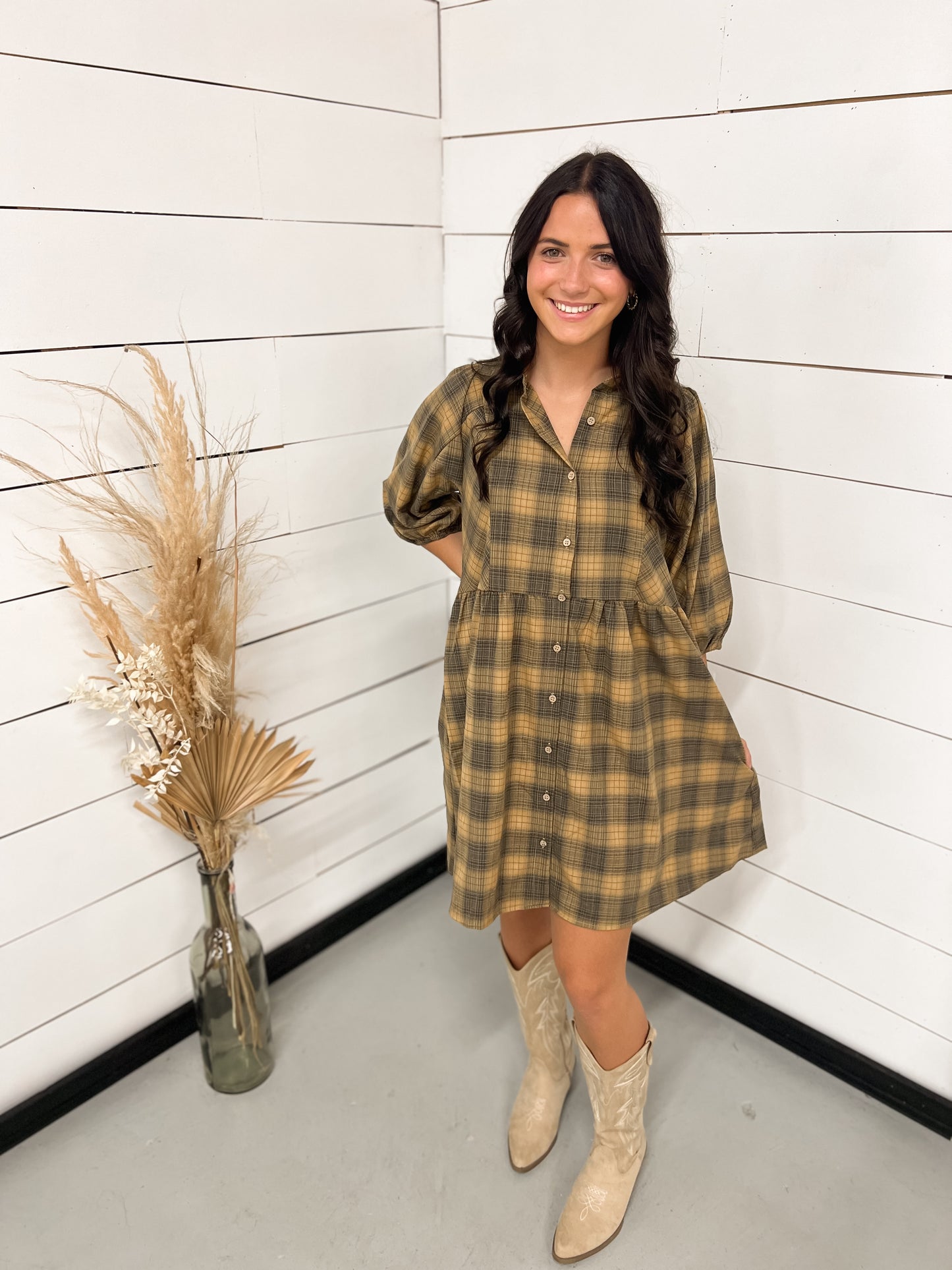 Checkered Button Down Dress