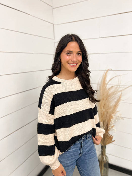 Janet Black Stripe Top