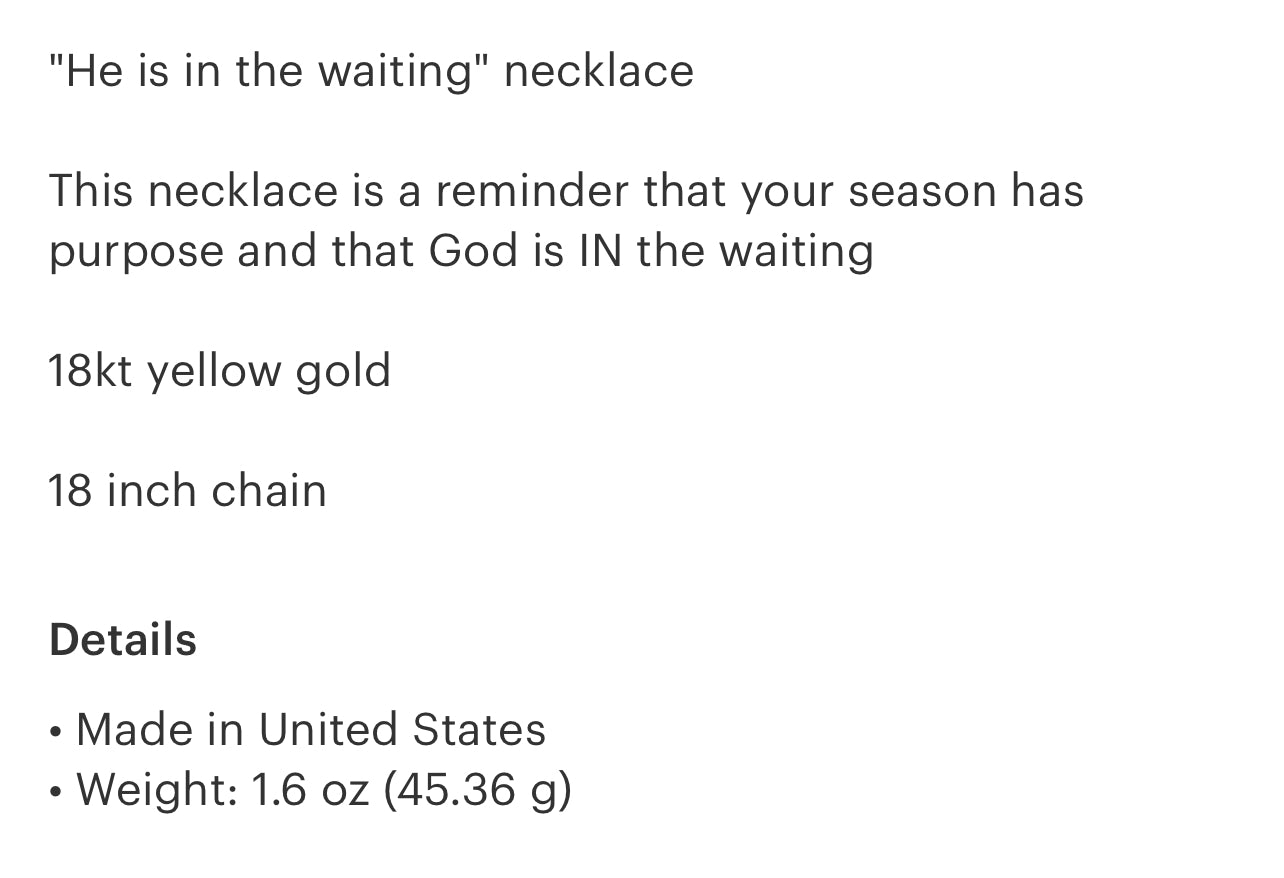 He Is In The Waiting Necklace